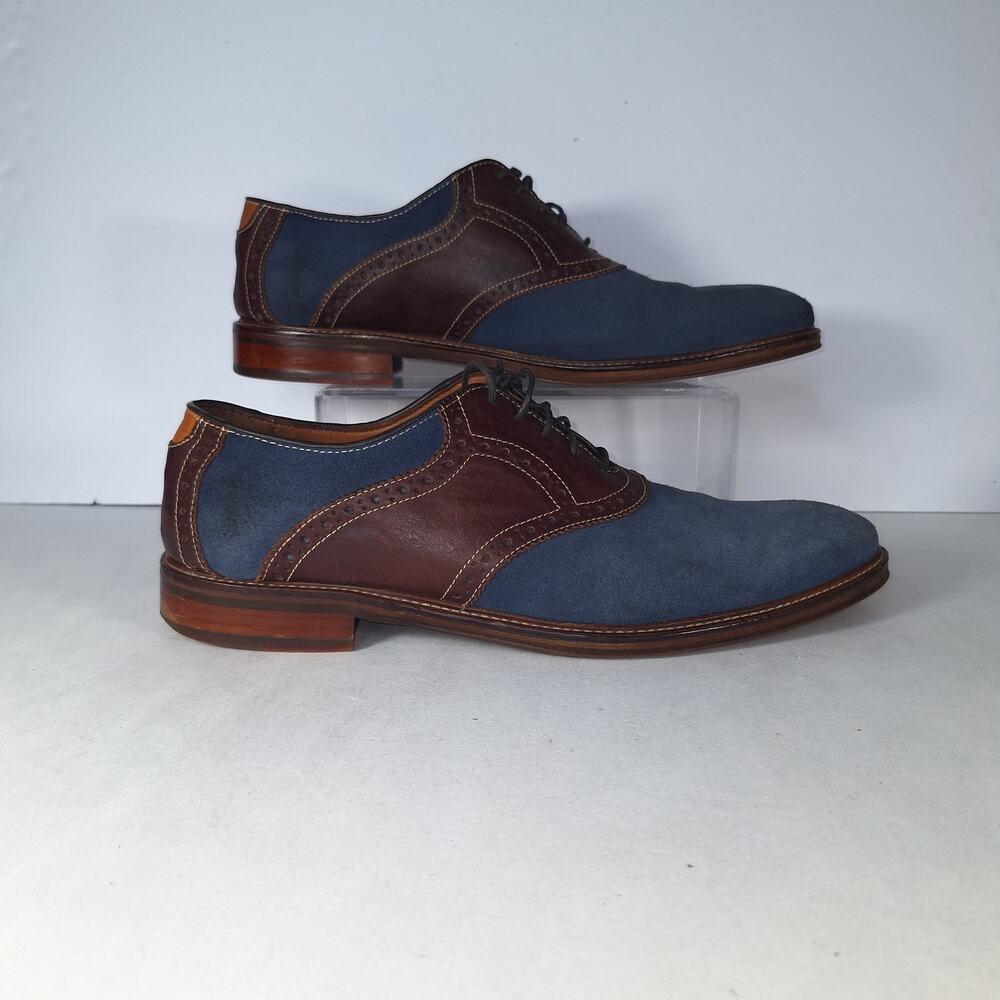 Johnston & Murphy Men's Oxford Dress Shoes 12M Brown Blue Suede Wingtip Brogue